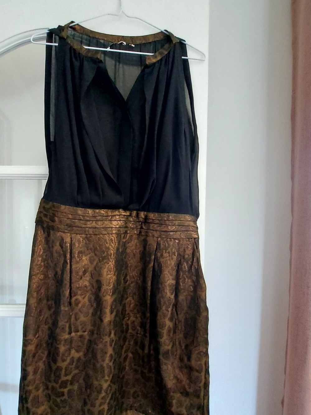 Unique Black and Bronze Leopard-Print Dress